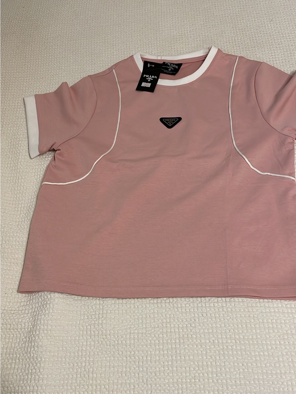 Prada Dusty Pink Drawstring Joggers with White Piping - Picture 3 of 3